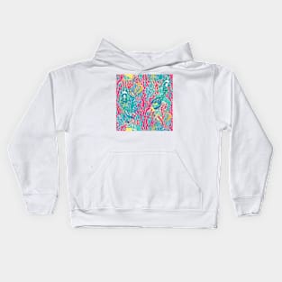 Mermaids and coral reef preppy markers doodle Kids Hoodie